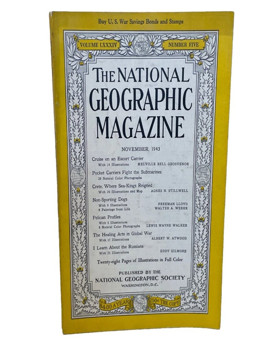 National Geographic November 1943 Vol 84 No 5 Vintage Magazine Navy WWII Dogs